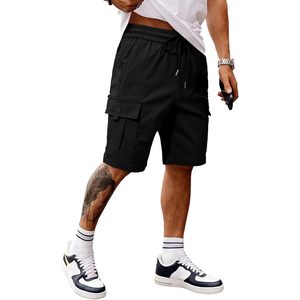 Pantalones cortos Cargo informales para hombre 2025, pantalones cortos de trabajo con cintura elástica y cordón clásico, decoraciones con Logo XXS High Street Long Sport Short - Product Image 1