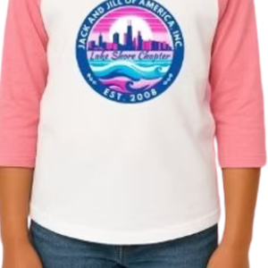 Girl's White and Light Pink Baseball Shirt Casual Three Quarter Sleeve <b>Raglan</b> Tee Everyday Comfortable Lifestyle Clothing <b>Top</b> - Product Image 5