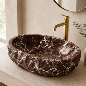 Vasque ovale en marbre naturel, sculptée à la main, moderne, pour salle de bain de luxe, hôtel, meuble-lavabo, salle à manger – Fournisseur en gros - Product Image 4
