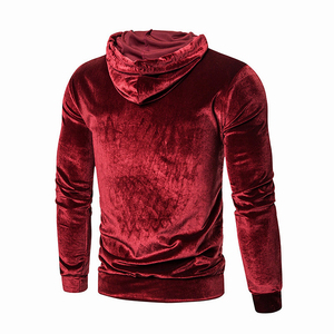 Men's Red Velvet Hooded <b>Sweatshirt</b> Regular Fit Casual Pullover Cartoon Embroidered Knitted Hoodie Winter Wear 100% Cotton - Product Image 5