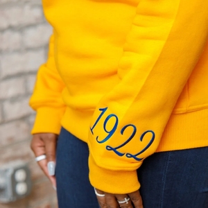 Sudadera Personalizada SGRHO de Chenilla, Sudadera con Cuello Redondo para Mujer de la Hermandad Griega Sigma Gamma Rho, Sudadera Informal con Letras de Chenilla - Product Image 4