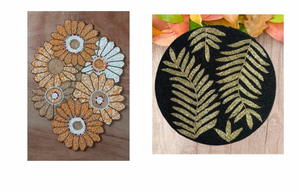 FAIZA CRAFT Set de table rond fait main avec mandala perlé et broderie florale dorée (perles de verre) pour la décoration intérieure - Product Image 5