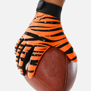 Customized Anti-Slip Spandex/Polyester Football Receiver Gloves High Quality Lightweight Breathable <b>Hook</b> Loop Closure Sports - Product Image 4