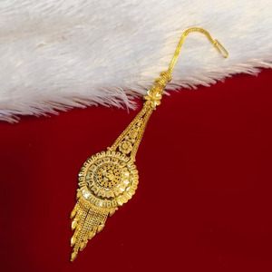 JeweleMarket Maang Tikka plaqué or 23 cm, bijou décontracté pour femme – Cadeau idéal pour fêtes, mariages, fiançailles – Origine Maharashtra - Product Image 1