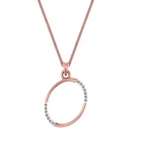 Collier pendentif élégant et tendance pour femme en or rose 18 carats avec lettre O – Pendentifs et breloques raffinés – Cadeau idéal pour elle - Product Image 1