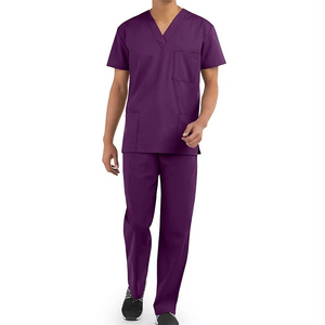 Women's Purple <b>Scrub</b> <b>Set</b> V-Neck Short Sleeve Uniform Hospital Workwear <b>Set</b> - Product Image 4