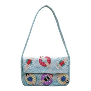 Sac à bandoulière de luxe artisanal en perles, motif cœur rose et rouge, pour femme, style tendance et mignon pour les soirées - Product Image 2