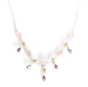 Collier ras-de-cou de luxe en argent JAIPUR multi-pierres, tendance moderne (9,1 grammes), bijoux classiques en argent sterling 925 - Product Image 2
