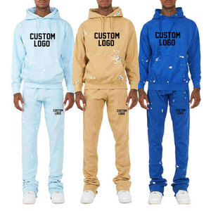 ชุดวอร์มผู้ชายแบบสั่งทำโลโก้ ชุดสองชิ้นผ้าหนา กางเกงขาบาน พิมพ์ลายพัฟฟ์ ชุดสเวตเตอร์โอเวอร์ไซส์ ชุดแทรคสูท สตรีทแวร์ - Product Image 6