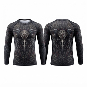 เสื้อรัดรูปแขนยาวแบบยูนิเซ็กซ์ พิมพ์ลายปลาคาร์ฟและคลื่นด้วยเทคนิค Heat-Transfer แห้งเร็ว ป้องกันแบคทีเรีย ระบายอากาศได้ดี - Product Image 4