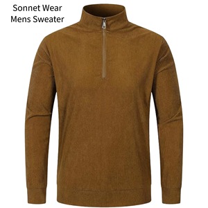 Sweat-shirt léger à col zippé pour homme, uni, 100% coton, décontracté, manches longues - Product Image 4