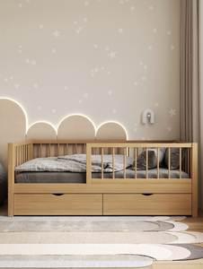เตียงเด็กไม้แบบ Montessori พร้อมราวกั้น ปรับระดับได้ สำหรับห้องนอนเด็กเล็ก - Product Image 4