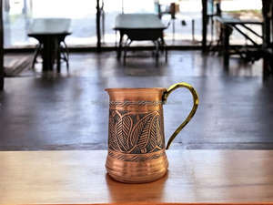 Taza de Cerveza Personalizada de Cobre Recubierto y Plateado con Grabado - Estilo Clásico, Regalo Empresarial de la India - Product Image 2
