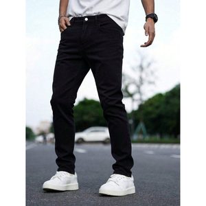 Jean en denim noir style rétro moderne coupe Mom droite taille haute coupe régulière pantalon tendance taille 26 40 bas ample - Product Image 1