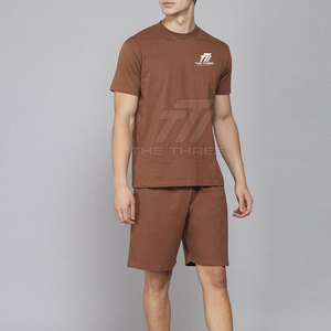 Conjunto de Camiseta y Pantalones Cortos Deportivos Casuales de Verano para Hombre, Transpirables, Cuello Redondo, Impresión Digital, Alta Calidad, Color en Contraste, 100% Personalizado - Product Image 4