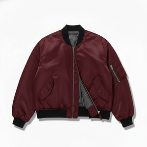 Chaqueta Bomber para Hombre de Alta Calidad al por Mayor con Cierre de Cremallera, Diseño Personalizado, Cuello Mandarín, Tela Vaquera, Impermeable y Resistente al Viento - Product Image 1
