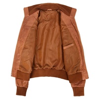 Bomber en cuir beige pour femme, blouson d'hiver classique surdimensionné en peau d'agneau véritable