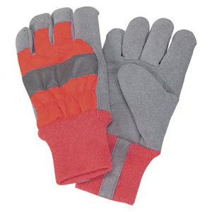 Cowhide Split Leather Industrial Safety <b>Gloves</b> with <b>Knit</b> Wrist Cuff Canadian Rigger Construction Design for Hand Arm Protection - Product Image 2