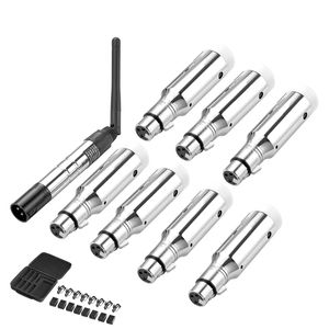 Ricevitore Wireless DMX con 7 Ricevitori e 1 Trasmettitore, Banda ISM 2.4G, Portata 656 ft, Batteria Ricaricabile per Attrezzature di Illuminazione da Palco - Product Image 1