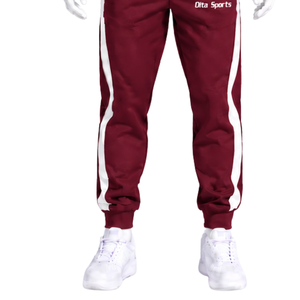 Ensemble de survêtement unisexe bordeaux avec sweat-shirt à col rond et pantalon de jogging, rayures contrastées, tenue de sport décontractée pour l'entraînement - Product Image 6