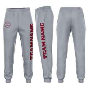 Pantalon de survêtement gris pour homme, taille élastique, logo personnalisé imprimé par transfert thermique, nom de l'équipe, lettres latérales, tenue décontractée pour l'automne - Product Image 3