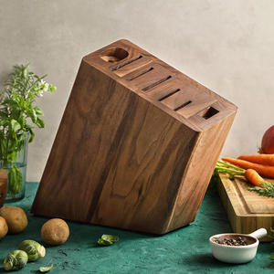 Bloc à couteaux en bois d'acacia écologique à 7 fentes – Organisateur de cuisine durable pour comptoir - Product Image 2