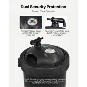 Valvola Filtro a Cartuccia per Piscina da 100 Piedi Quadrati, Sistema di Filtrazione per Piscina 6142 GPH - Product Image 6