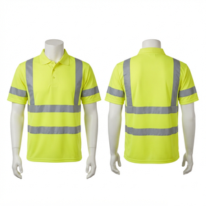 Camisa de Trabajo para Hombre, Lona Resistente, Transpirable, Color Verde Azulado, 180 GSM, Cuello Azul Marino, Rayas Blancas Reflectantes, Impresión Digital, Logotipo Reflectante - Product Image 5