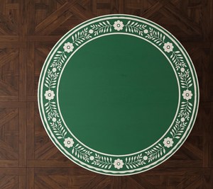 Green Handmade Floral Inlay <b>Round</b> <b>Console</b> <b>Table</b> Traditional Living Room Furniture Antique Style Wooden Leg Base - Product Image 5