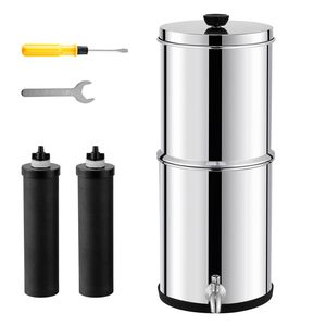 Sistema di filtraggio dell'acqua da banco in acciaio inossidabile 304 da 2,25 G, alimentato a gravità, con alimentazione manuale, riduce il piombo del 9% per camper - Product Image 1