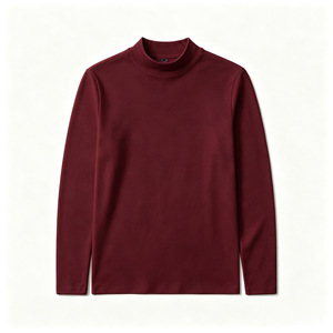 OEM <b>Mens</b> Double Sided German Fleece Base Layer <b>Shirt</b> Semi High Neck Long Sleeve Thermal Brushed Warm Autumn Winter Sweatshirts - Product Image 5
