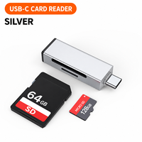 Lecteur de carte TF portable de type C, adaptateur OTG en alliage d'aluminium USB 2.0 pour smartphone, tablette, appareil photo, transfert de fichiers