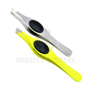 Professional 2-Piece Slanted Tip Eyebrow Tweezer Set with Ergonomic Finger Pads for Precision Grooming and Hair <b>Removal</b> - Product Image 1