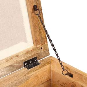 Coffre de rangement en bois massif recyclé avec assise blanche, mobilier de salon marron - Product Image 5