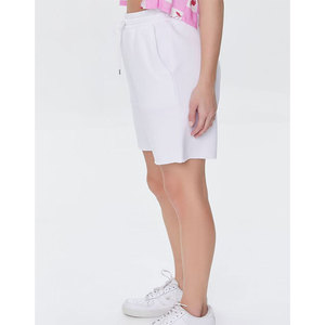 Short de jogging pour femme de haute qualité, couleur unie, taille mi-haute avec cordon de serrage, coupe classique personnalisée, 100% coton respirant - Product Image 5
