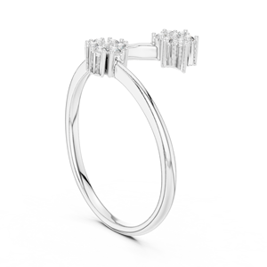 Ensemble de bagues pour femme en diamant de laboratoire DOUBLE STAR, or blanc 18 carats plaqué rhodium, taille brillant, pierres latérales, pour fiançailles et soirées - Product Image 3