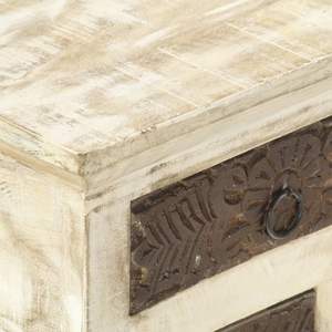 Tavolino da caffè quadrato bianco in legno massello di mango da 26,8 pollici - Product Image 4