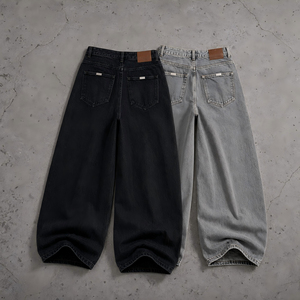 Jeans de Mezclilla para Hombre, Corte Ancho, Desgastados y Rotos, Cintura Alta, Estilo Urbano, Tela de Algodón para Otoño - Product Image 2