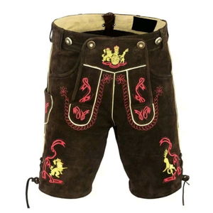 Men's Lederhosen Shorts High Waist Embroidered <b>Animal</b> <b>Pattern</b> Button Fly Vintage Breathable Casual Trachten Bavarian - Product Image 2