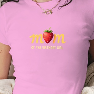 Camiseta corta de moda para mujer mamá con fresa o - Product Image 3