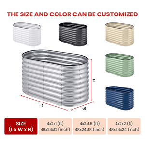 Wholesale Tall Galvanized Raised Garden Bed Outdoor Oval <b>Metal</b> Large Outdoor Planter <b>Box</b> Garden Bed Kit GB026 - Product Image 2