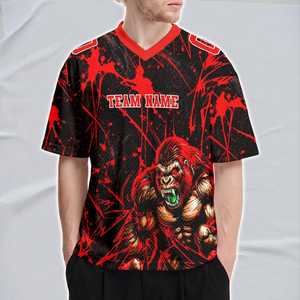 เสื้อฟุตบอลกอริลลาโกรธแบบกำหนดเอง ชื่อผู้เล่นทีมที่กำหนดเอง หมายเลข 100% โพลีเอสเตอร์ แห้งเร็ว ระบายอากาศได้ดี อเมริกันฟุตบอล - Product Image 4