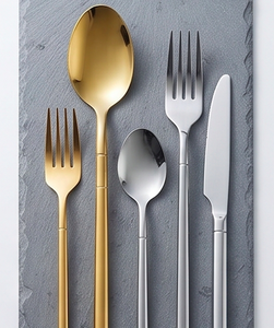 Ensemble de couverts argentés et dorés en acier inoxydable de qualité supérieure, élégants pour les mariages, les restaurants et la maison - Product Image 5