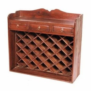 Estante para Vino Rectangular de Madera Sheesham Marrón, para 6 Botellas, Hecho a Mano, Estilo Moderno de Mediados de Siglo, Montaje en Pared, Ecológico y Duradero - Product Image 3