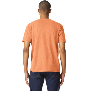 เสื้อยืดผู้ชาย CVC สีส้มอมเหลือง รุ่นพรีเมียม ผ้าคอตตอนผสม แขนสั้น ระบายอากาศได้ดี น้ำหนักเบา สวมใส่สบาย - Product Image 2