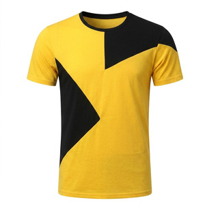 Men's Short Sleeve O-Neck Casual Printed Geometric Color-Block Contrast Panel <b>Patchwork</b> Regular Fit Breathable 100% T-<b>Shirt</b> - Product Image 3