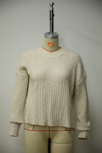 Suéter de Invierno para Mujer, Cuello Redondo, Manga Larga, Tejido de Punto Grueso, 100% Lana, Color Crema, Estilo Normcore, Tejido a Mano - Product Image 4