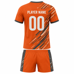 ชุดเสื้อและกางเกงฟุตบอลสีส้มแบบยูนิเซ็กซ์ ไซส์พลัส พิมพ์ลายดิจิทัล ระบายอากาศได้ดี แห้งเร็ว ผลิตจากโพลีเอสเตอร์รีไซเคิล - Product Image 2