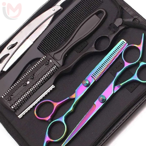 Juego de Herramientas Profesionales para Peinar el Cabello, Tijeras de Acero Inoxidable, Peine, Kit de Cortapelos, Acabado Arcoíris de Grado Profesional, Duradero - Product Image 3