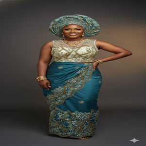 Tissu George de Qualité Supérieure 100% Polyester avec Broderie de Paillettes Dorées Épaisses, Écologique, Traditionnel Nigérian pour Femmes et Filles - Product Image 1